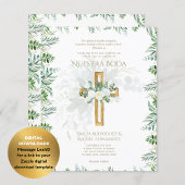 Elegante Invitación de Boda Católica Bilingüe Inv Kaart
