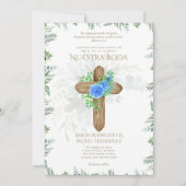 Elegante Invitación de Boda Católica Bilingüe Inv Kaart (Voorkant)