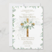 Elegante Invitación de Boda Católica Bilingüe Inv Kaart (Voorkant)