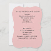 Elegante Invitacion de Quince Años - Quinceanera Kaart (Achterkant)