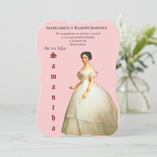 Elegante Invitacion de Quince Años - Quinceanera Kaart (Staand voorkant)