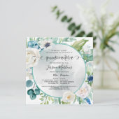 Elegante Invitación de Quinceañera Aqua Turquesa I Kaart (Staand voorkant)