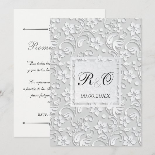 Elegante Invitación para bodas en Español. Kaart (Voorkant / Achterkant)