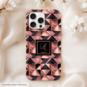Elegante iPhone Hoesje Roze Goud Geometrisch Metaa