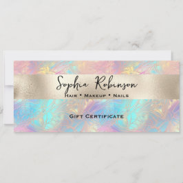 Elegante Iridiserende en Parel Folie Cadeaubon Kaart