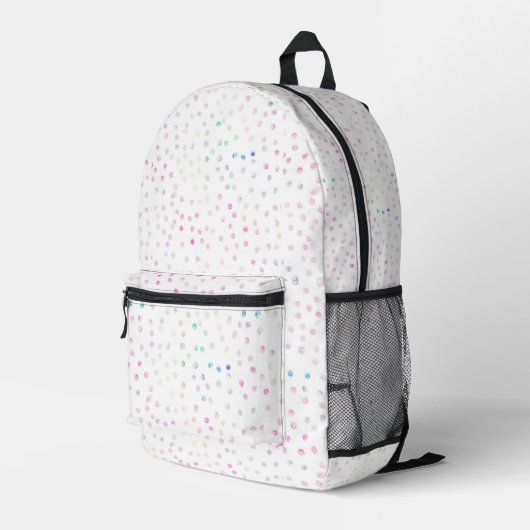Elegante Iridiserende Glitter Stippen Wit Design Bedrukte Rugzak (Achterkant Hoek Rechts)