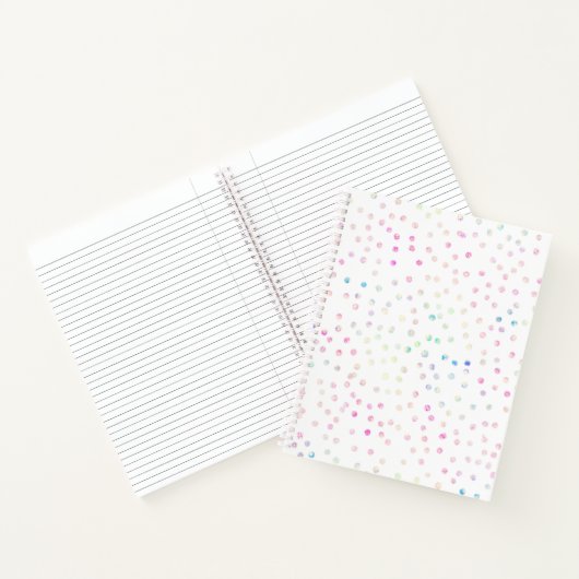 Elegante Iridiserende Glitter Stippen Wit Design Notitieboek (Binnen)