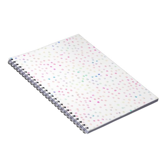 Elegante Iridiserende Glitter Stippen Wit Design Notitieboek (Rechterzijde)