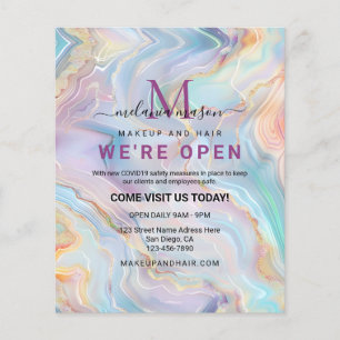 Elegante Iridiserende Holografische Agate Gouden M Flyer
