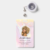 Elegante Iridiserende Parelmoer Roze Glitters Badge (Voorzijde met uittrekbare clip)