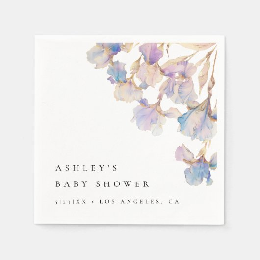 Elegante Iris Baby Shower Servet (Voorkant)
