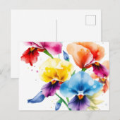 Elegante Iris Bloeit Met Waterverf Splatter Briefkaart (Voorkant / Achterkant)