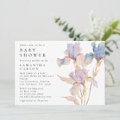 Elegante Iris Bloem Aquarel Baby Shower Kaart (Staand voorkant)