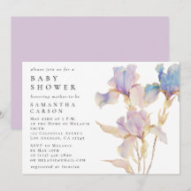 Elegante Iris Bloem Aquarel Baby Shower