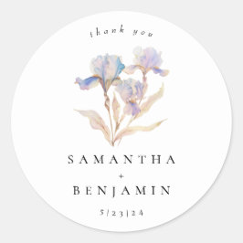 Elegante Iris Bloem Bruiloft Ronde Sticker