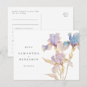Elegante Iris Bloem Bruiloft RSVP Briefkaart (Voorkant / Achterkant)