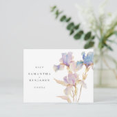 Elegante Iris Bloem Bruiloft RSVP  Briefkaart (Staand voorkant)