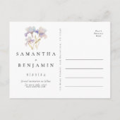 Elegante Iris Bloem Bruiloft Save the Date Briefkaart (Achterkant)