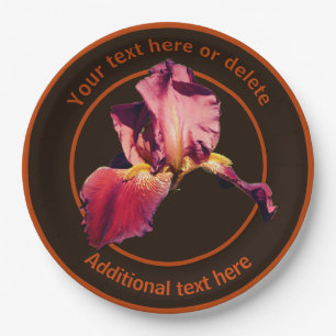Elegante Iris Bloem Gepersonaliseerde Partij Papieren Bordje