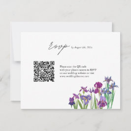 Elegante Iris bloem QR code bruiloft RSVP Kaartje
