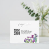 Elegante Iris bloem QR code bruiloft RSVP Kaartje (Staand voorkant)