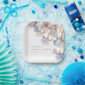 Elegante Iris Bloemachtige Bruidsbruiloft Papieren Bordje (Feest)