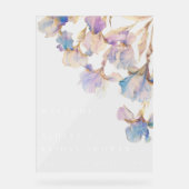 Elegante Iris Bloemachtige Bruiloft Feest Acryl Bord (Voorkant)