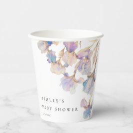 Elegante Iris Bloemen Baby Shower Papieren Bekers