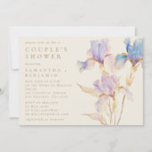 Elegante Iris Bloemen Waterverf Couple's Shower Kaart (Voorkant)