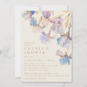 Elegante Iris Bloemen Waterverf Couple's Shower Kaart (Voorkant)