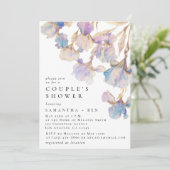 Elegante Iris Bloemen Waterverf Couple's Shower Kaart (Staand voorkant)
