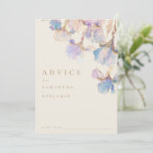 Elegante iris bloemenbruiloft advieskaart (Staand voorkant)