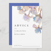 Elegante iris bloemenbruiloft advieskaart (Voorkant / Achterkant)