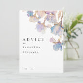 Elegante iris bloemenbruiloft advieskaart (Staand voorkant)