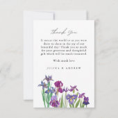 Elegante Iris bloemenbruiloft Bedankt Card (Achterkant)