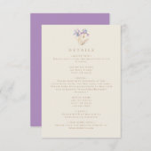Elegante iris bloemenbruiloft informatiekaartje (Voorkant / Achterkant)