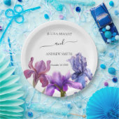 Elegante Iris bloemenbruiloft Papieren Bordje (Feest)