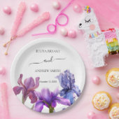 Elegante Iris bloemenbruiloft Papieren Bordje (Feest)