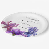 Elegante Iris bloemenbruiloft Papieren Bordje (Gekanteld)