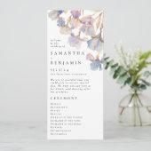 Elegante iris bloemenbruiloft plat programma programmakaart (Staand voorkant)