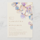 Elegante iris bloemenbruiloft programmakaart (Voorkant)