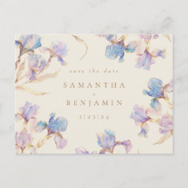 Elegante Iris bloemenbruiloft Save the Date Briefkaart