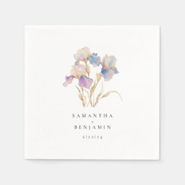 Elegante iris bloemenbruiloft servet