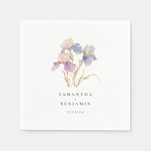 Elegante iris bloemenbruiloft servet (Voorkant)