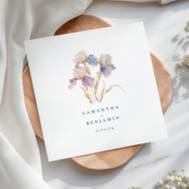 Elegante iris bloemenbruiloft servet