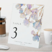 Elegante iris bloemenbruiloft tafel nummer reclamebord met voetstuk (Insitu)