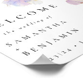 Elegante Iris bloemenbruiloft welkom Poster (Hoek)