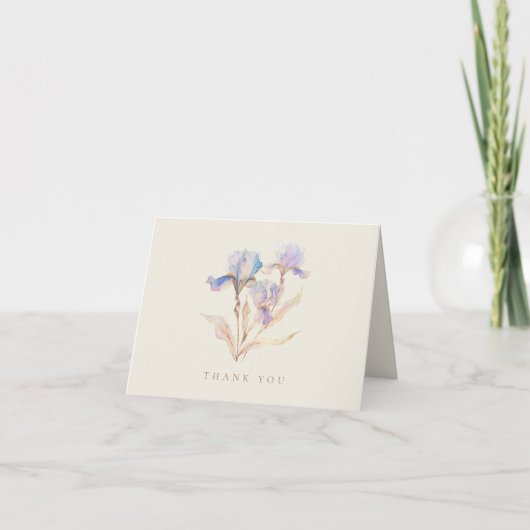 Elegante Iris Bloemige Bruiloft Bedankkaart (Voorkant)
