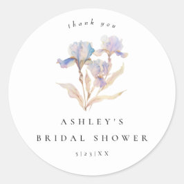 Elegante Iris Bruidsdouche Ronde Sticker