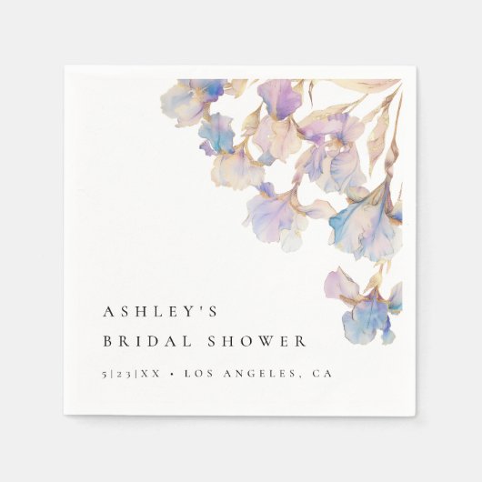 Elegante Iris Bruiloftsborrel Servet (Voorkant)